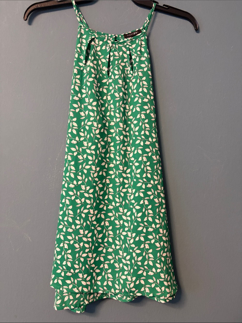 Papermoon Green and White Leaf-Print A-Line Shirt